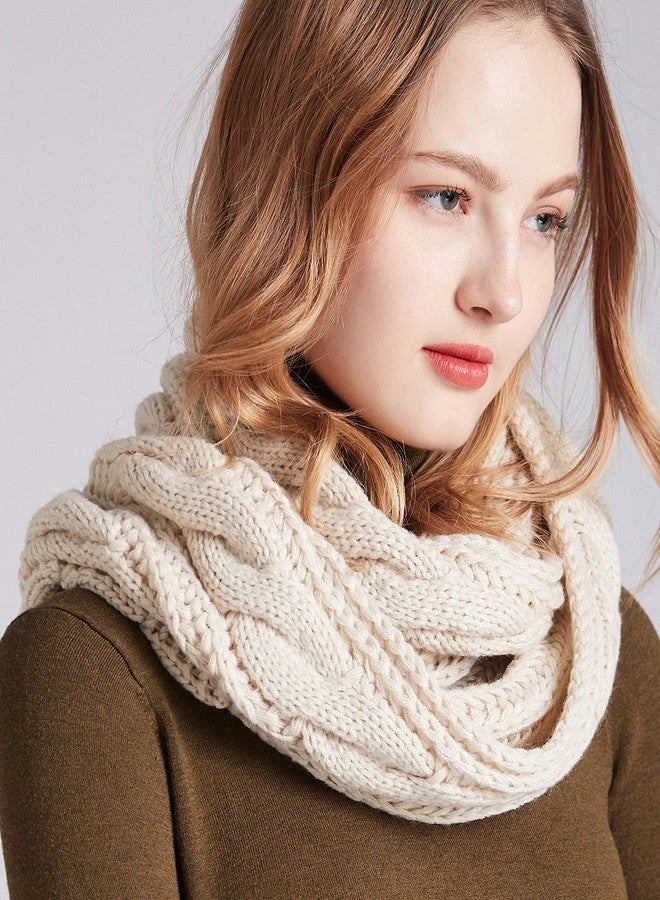 NEOSAN Womens Thick Ribbed Knit Winter Infinity Circle Loop Scarf Twist Khaki - Image 5